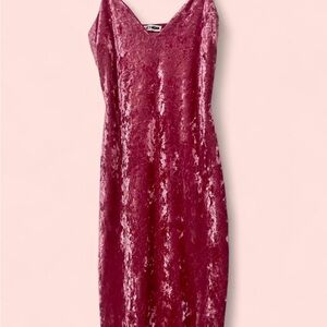 Fashion Nova Red Sheath Midi Dress V-neck Sleeveless